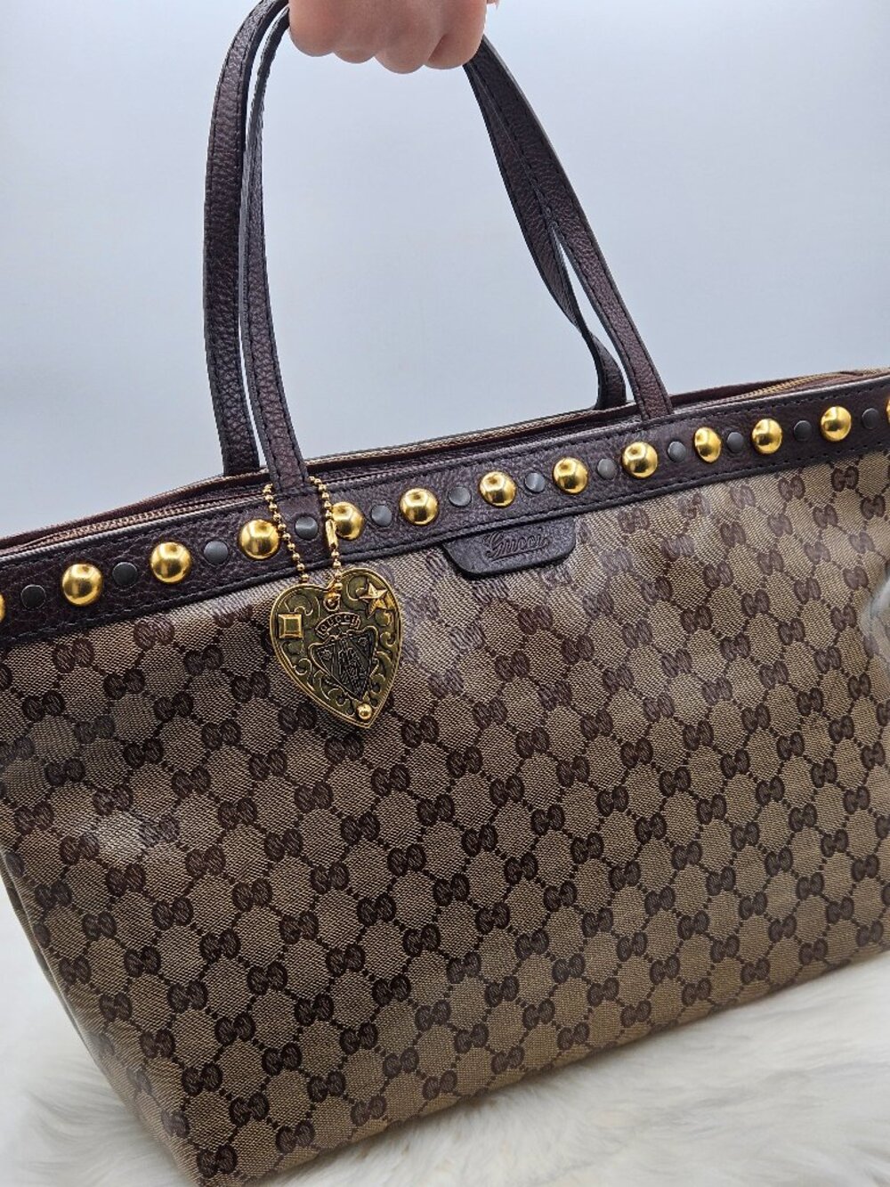 Gucci Crystal Coated canvas MM Tote Bag
